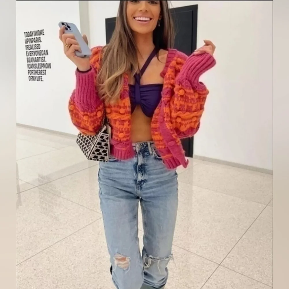 Zara Knitted Knit Halter Top Purple Medium 2488/104/611 - Picture 8 of 8